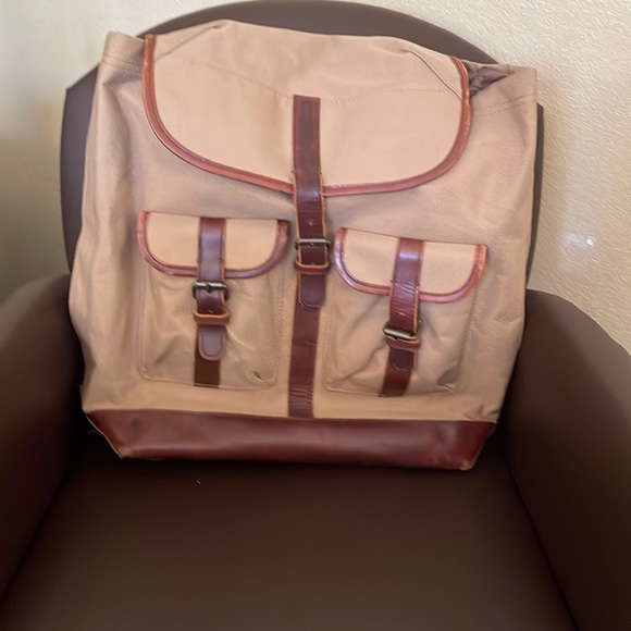 LL Bean Signature Partial Leather Backpack with laptop padded storage